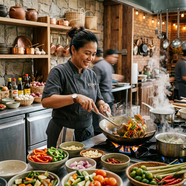 Chef cooking traditional Filipino food